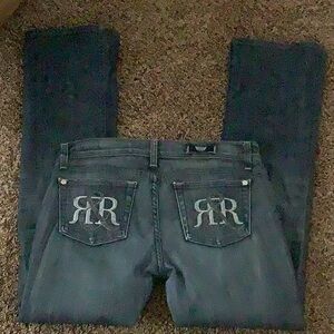 Rock & Republic Dark Blue Straight Leg Jeans with Embroidered Back Pockets